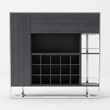 Fauna - Elm Grey & Stainless Steel Wine Cabinet - image 2