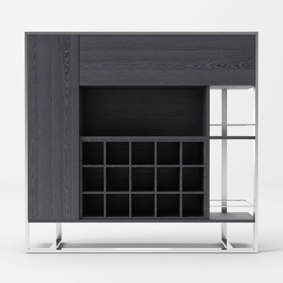 Fauna - Elm Grey & Stainless Steel Wine Cabinet - image 2