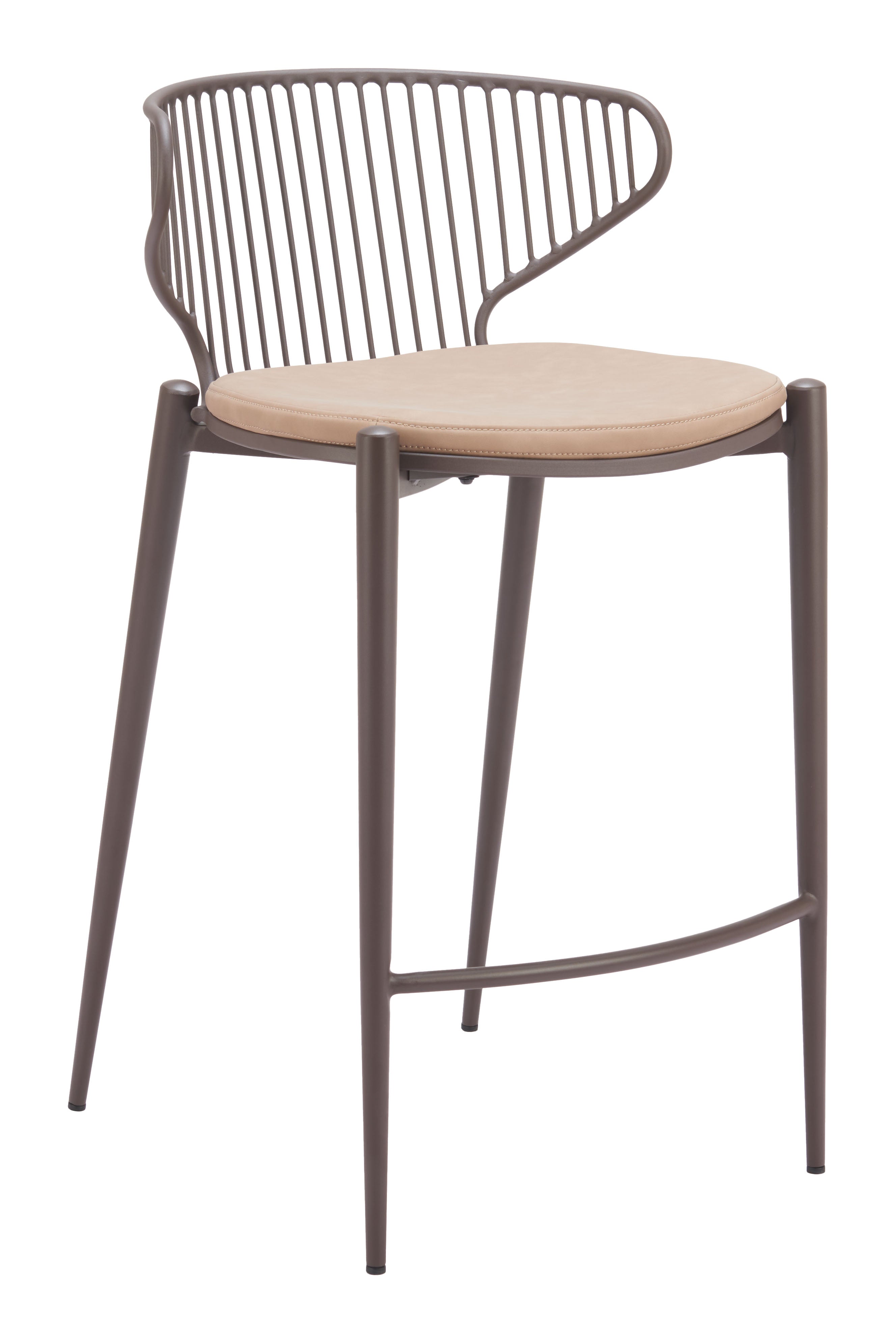 Silues Counter Stool (Set of 2) Taupe & Brown