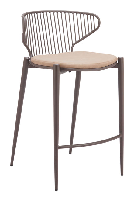 Silues Counter Stool (Set of 2) Taupe & Brown