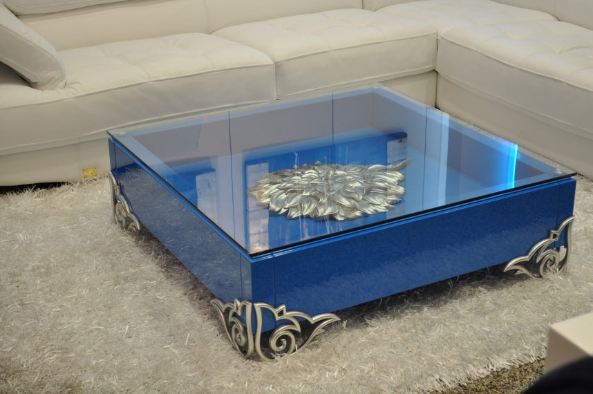 LS538 Emma Modern White Coffee Table w/ Glass Top - image 2