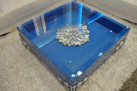 LS538 Emma Modern White Coffee Table w/ Glass Top - image 3