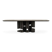 Finsbury - Modern Ceramic + Dark Grey Brass Oval Dining Table