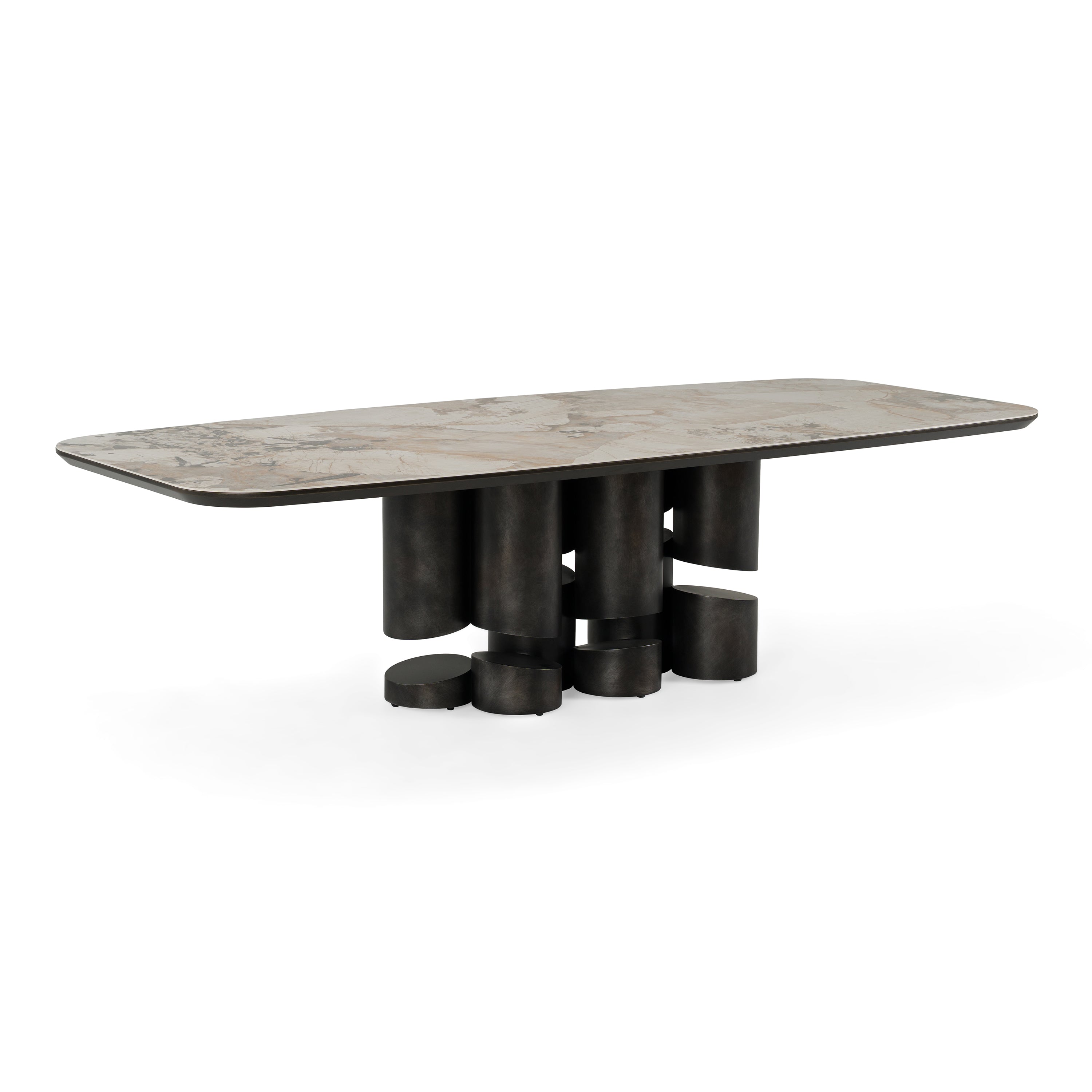 Finsbury - Modern Ceramic + Dark Grey Brass Oval Dining Table - image 2