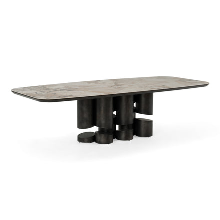 Finsbury - Modern Ceramic + Dark Grey Brass Oval Dining Table - image 2