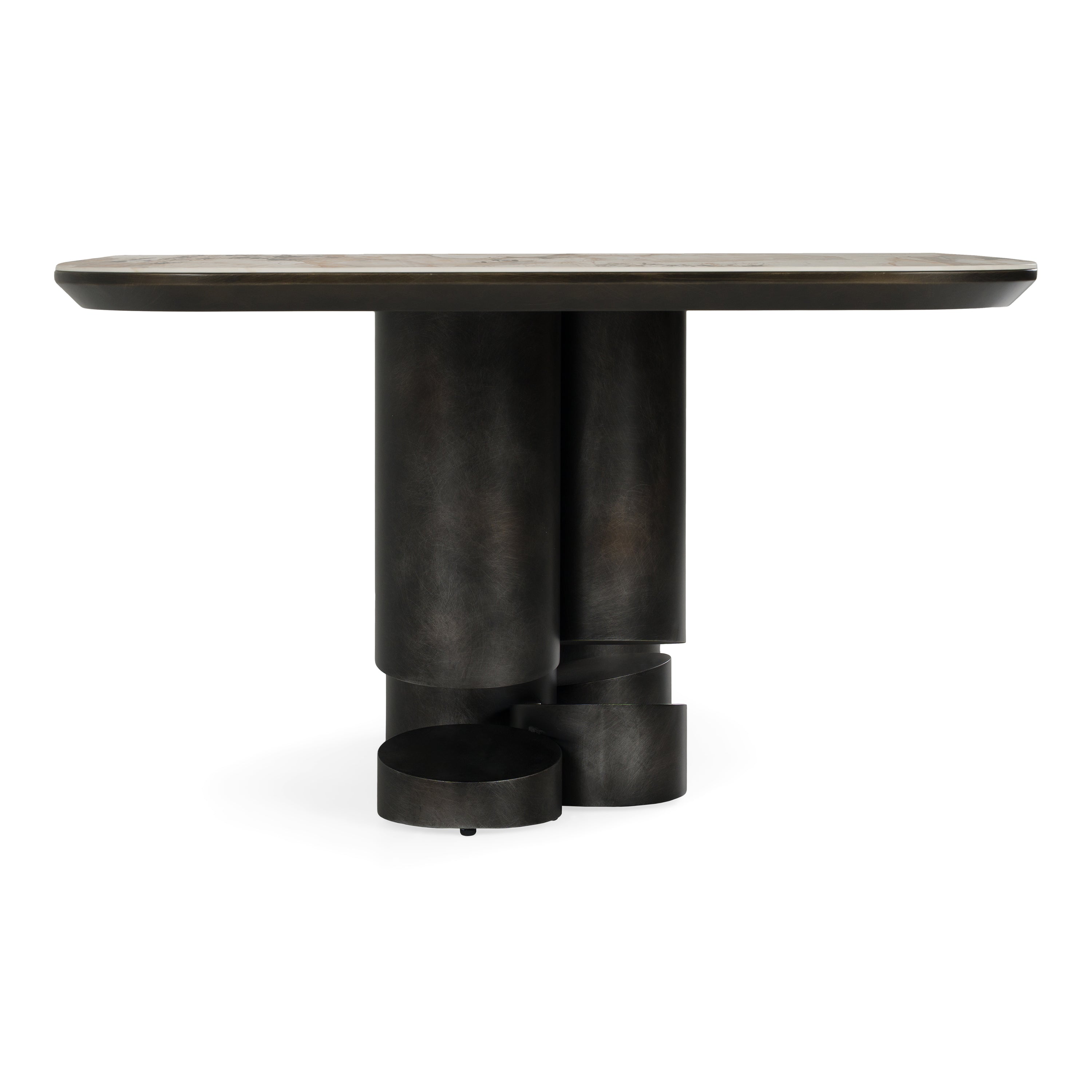 Finsbury - Modern Ceramic + Dark Grey Brass Oval Dining Table - image 3