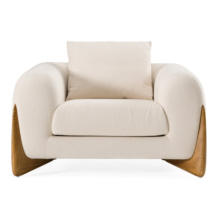 Fleury - Contemporary Cream Fabric and Walnut Lounge Chair - image 3