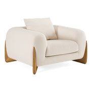 Fleury - Contemporary Cream Fabric and Walnut Lounge Chair - image 4