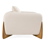 Fleury - Contemporary Cream Fabric and Walnut Lounge Chair - image 5