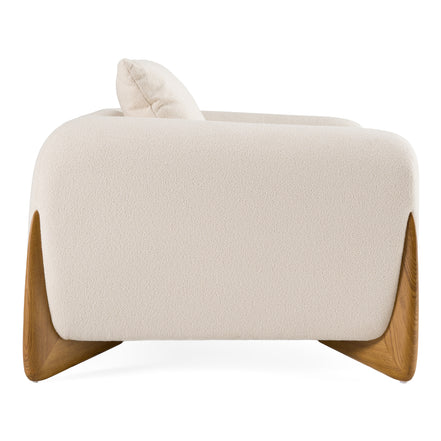 Fleury - Contemporary Cream Fabric and Walnut Lounge Chair - image 5