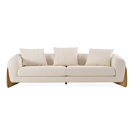 Fleury - Contemporary Cream Fabric and Walnut Sofa - image 2