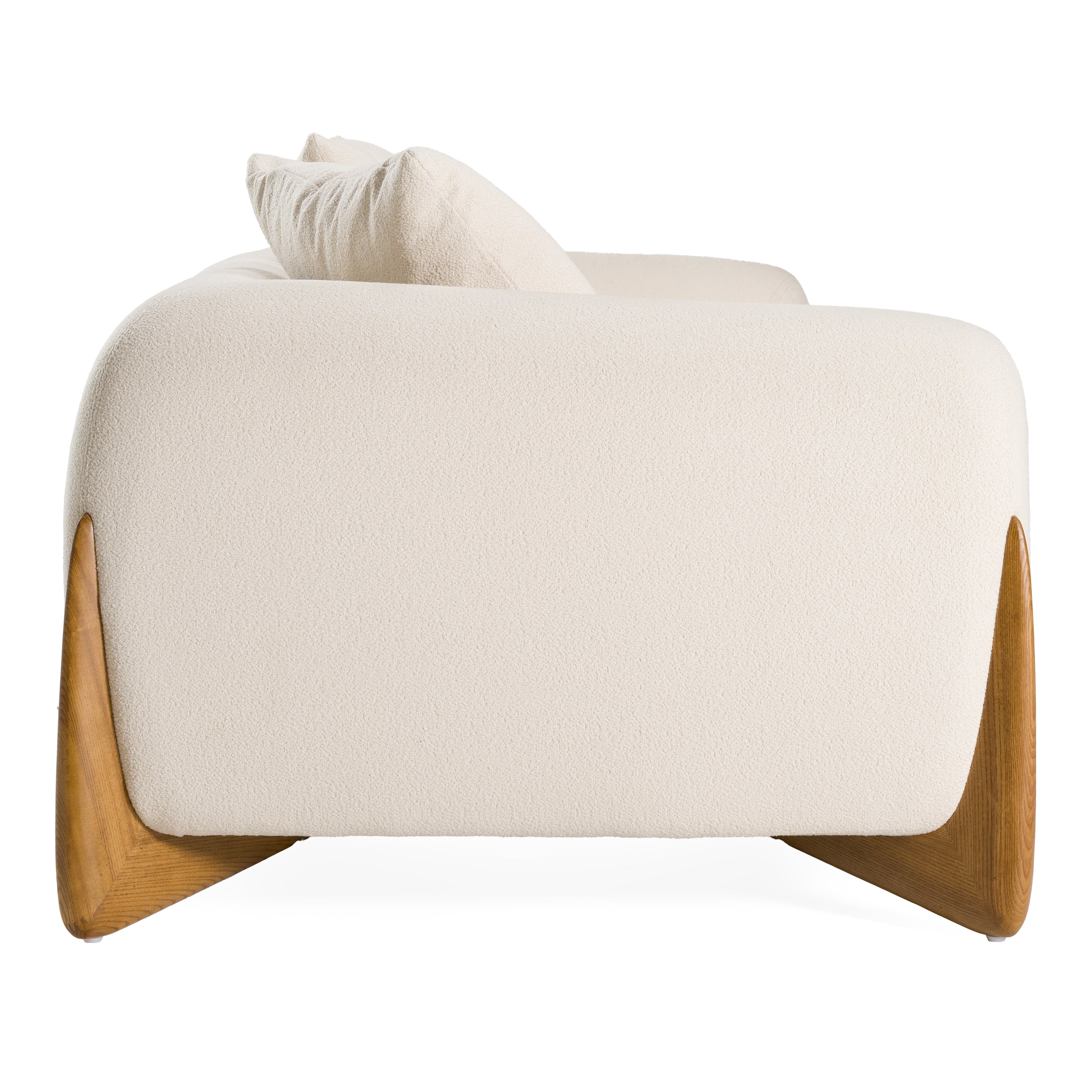 Fleury - Contemporary Cream Fabric and Walnut Sofa - image 4