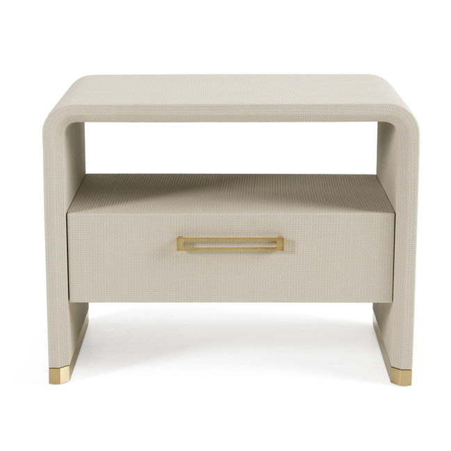 Florence - Modern Beige Leatherette + Gold Nightstand