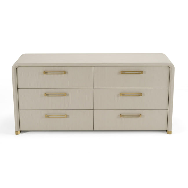 Florence - Modern Beige Leatherette + Gold Dresser