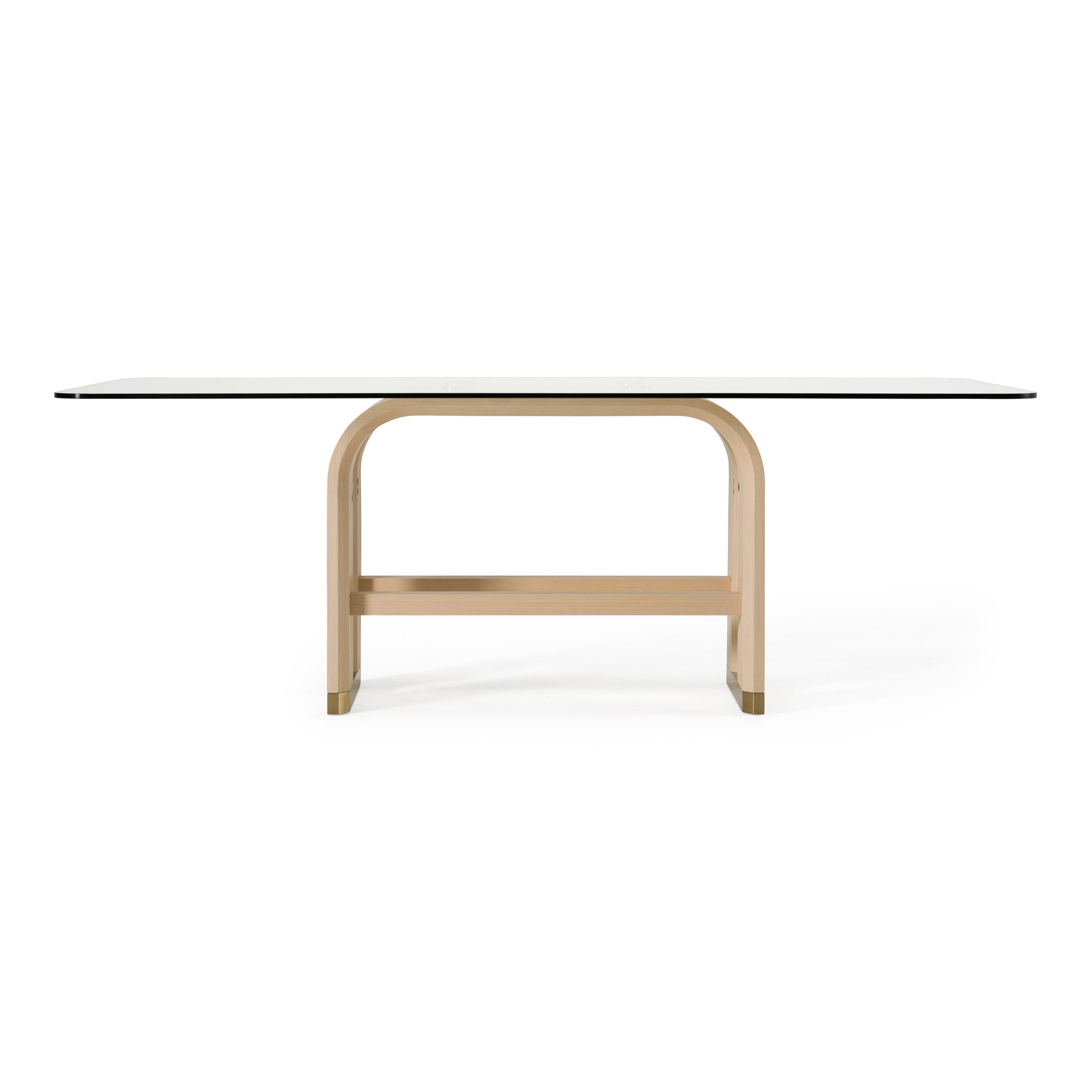 Florence - Modern Glass + Natural Oak + Gold Dining Table