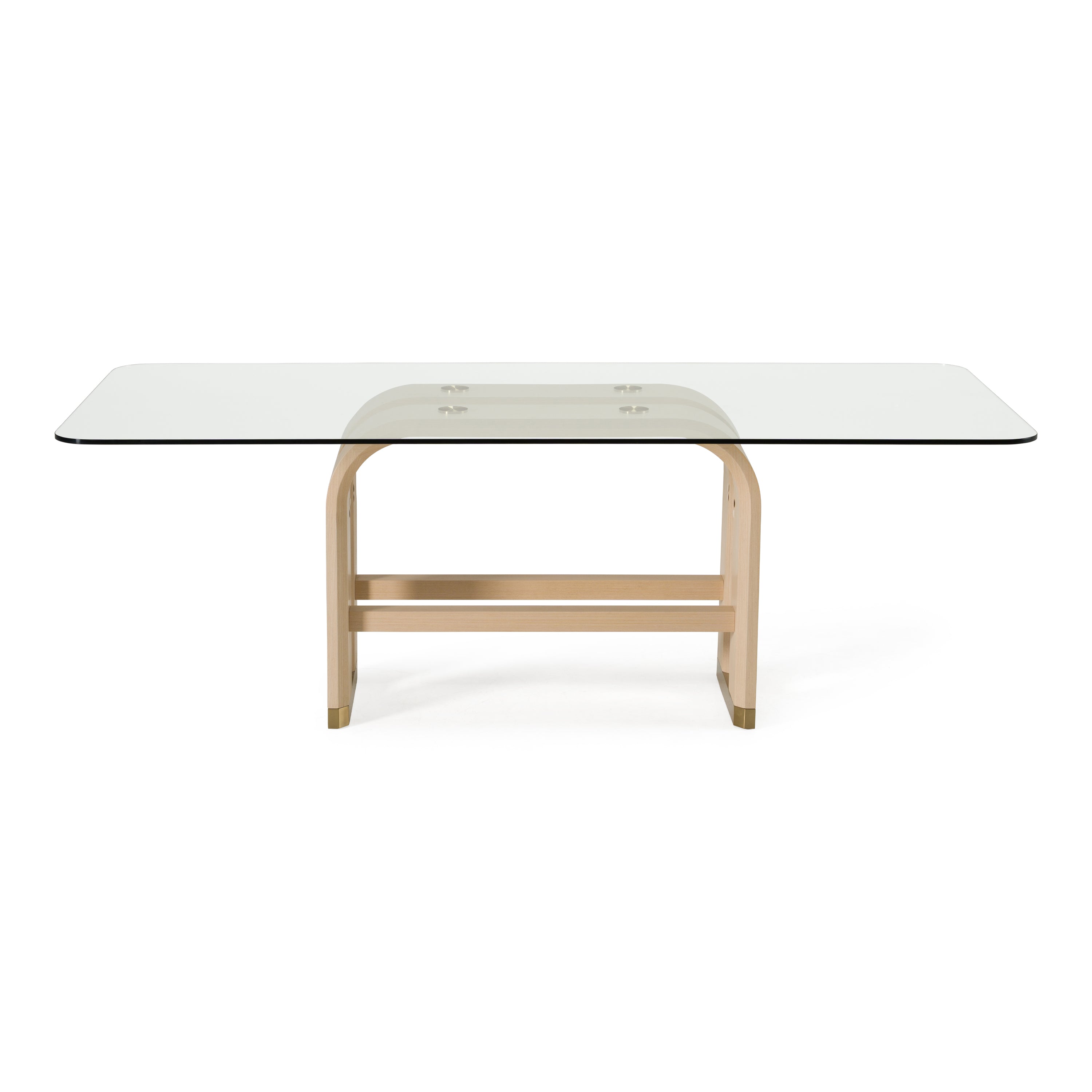 Florence - Modern Glass + Natural Oak + Gold Dining Table - image 2