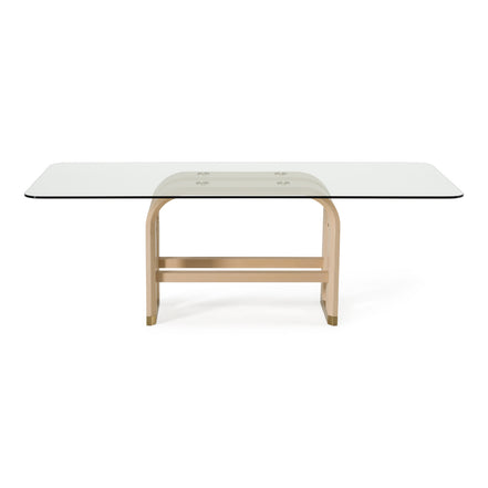 Florence - Modern Glass + Natural Oak + Gold Dining Table - image 2