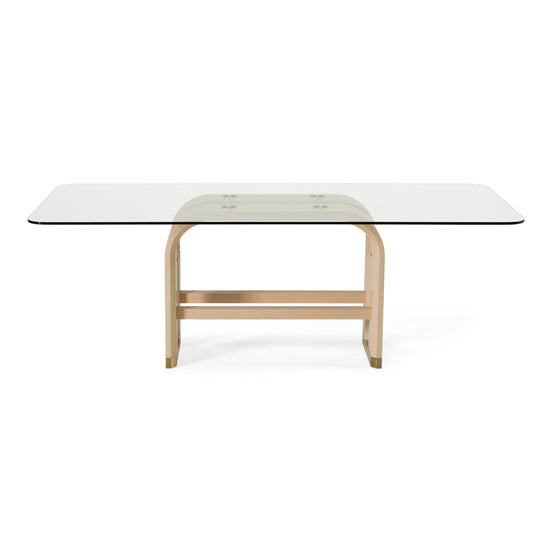 Florence - Modern Glass + Natural Oak + Gold Dining Table - image 2