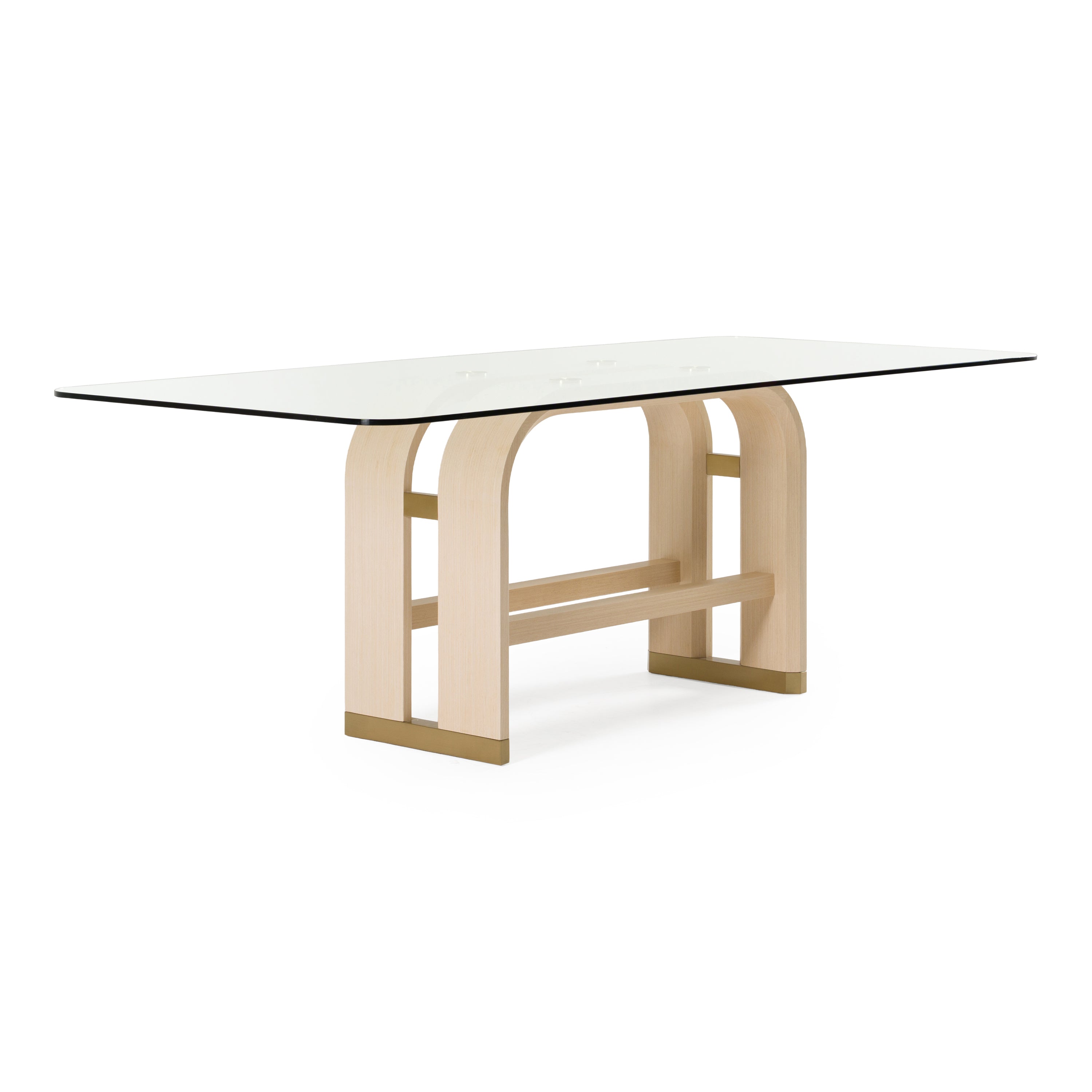 Florence - Modern Glass + Natural Oak + Gold Dining Table - image 3