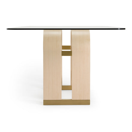 Florence - Modern Glass + Natural Oak + Gold Dining Table - image 5