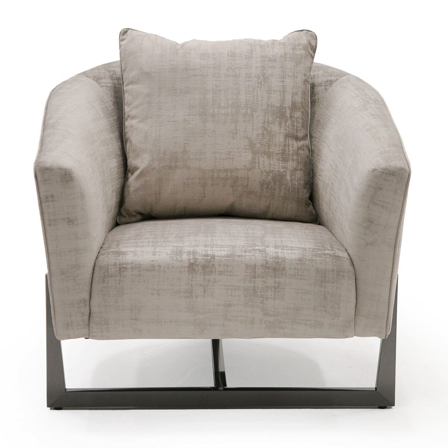 Forbis - Contemporary Light Grey Fabric + Bronze Accent Chair - image 3