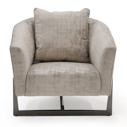 Forbis - Contemporary Light Grey Fabric + Bronze Accent Chair - image 3