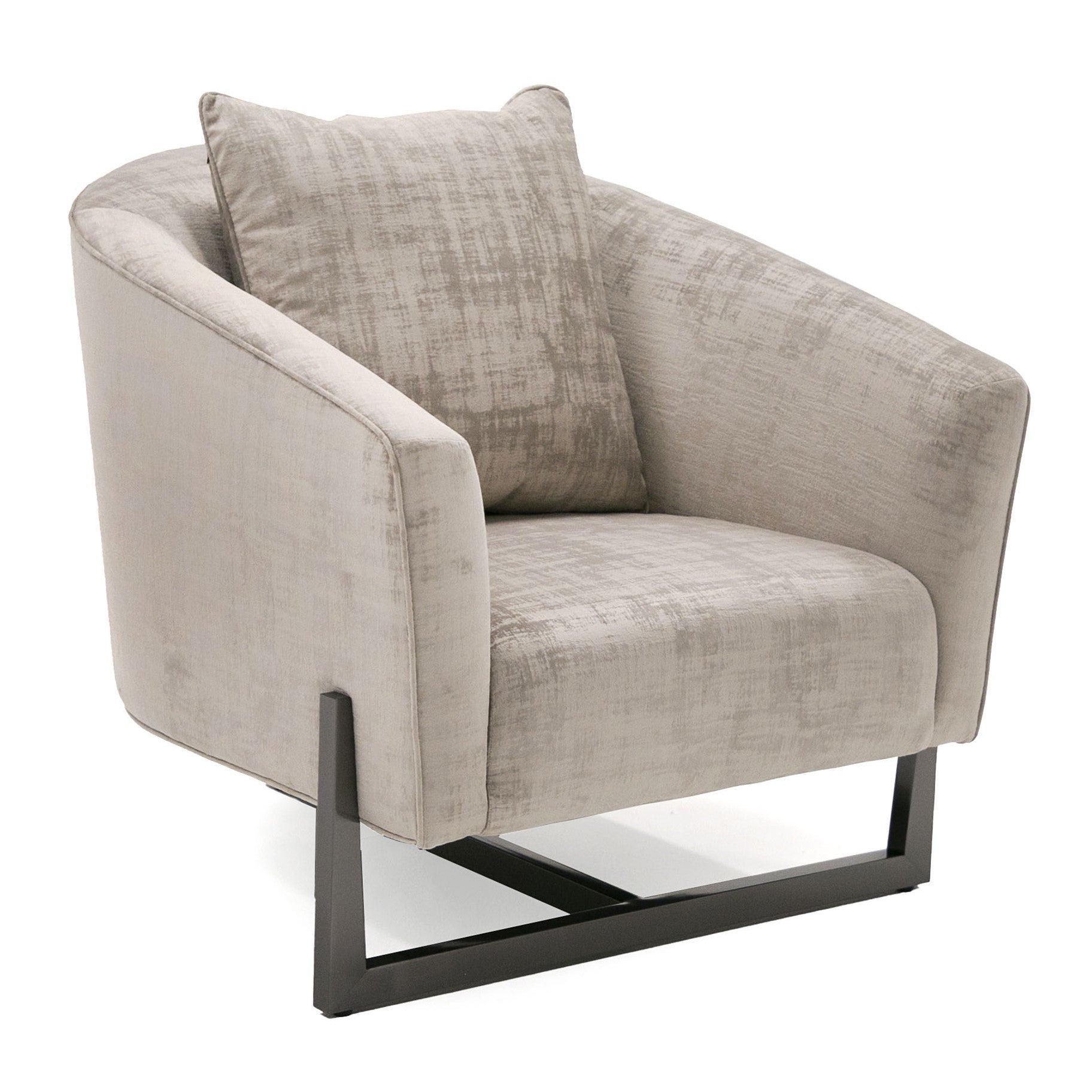 Forbis - Contemporary Light Grey Fabric + Bronze Accent Chair - image 4
