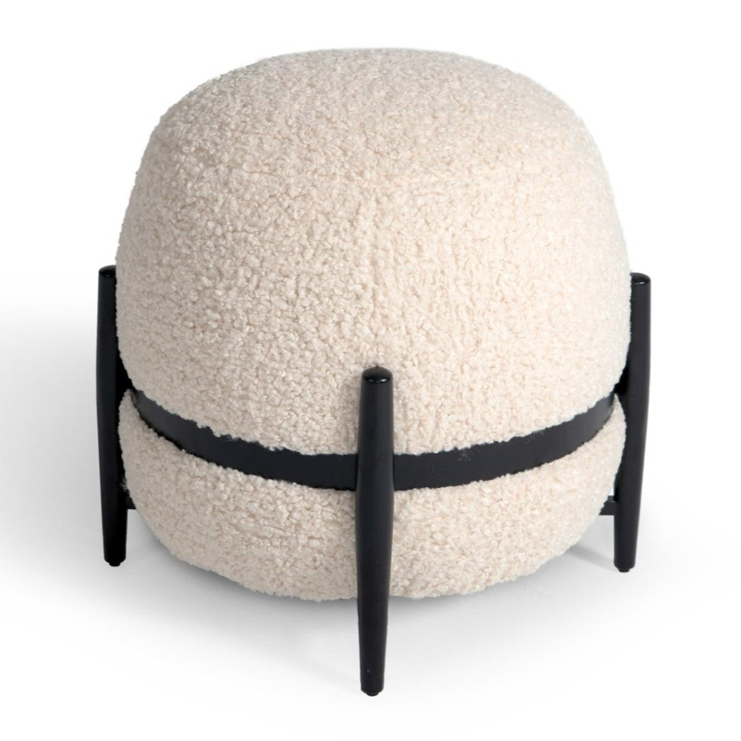 Fouston - Contemporary White Sherpa Pouf - image 2