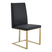 Frankie - Modern Dark Grey Vegan Leather + Antique Brass Dining Chair - image 5