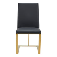 Frankie - Modern Dark Grey Vegan Leather + Antique Brass Dining Chair - image 4