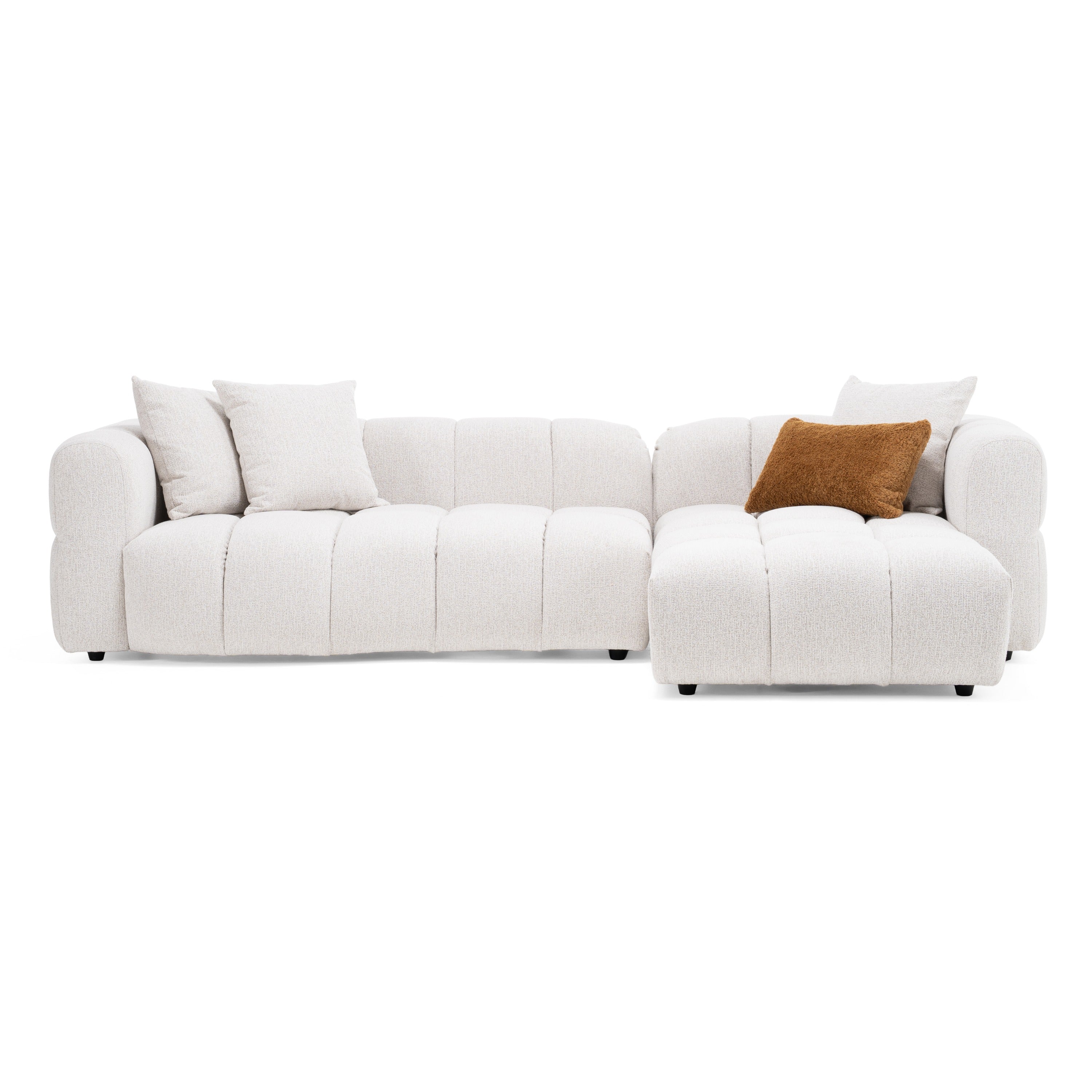 Freya - Modern Beige Fabric Sectional Sofa w/ Console - image 3