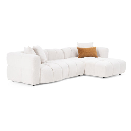 Freya - Modern Beige Fabric Sectional Sofa w/ Console - image 4