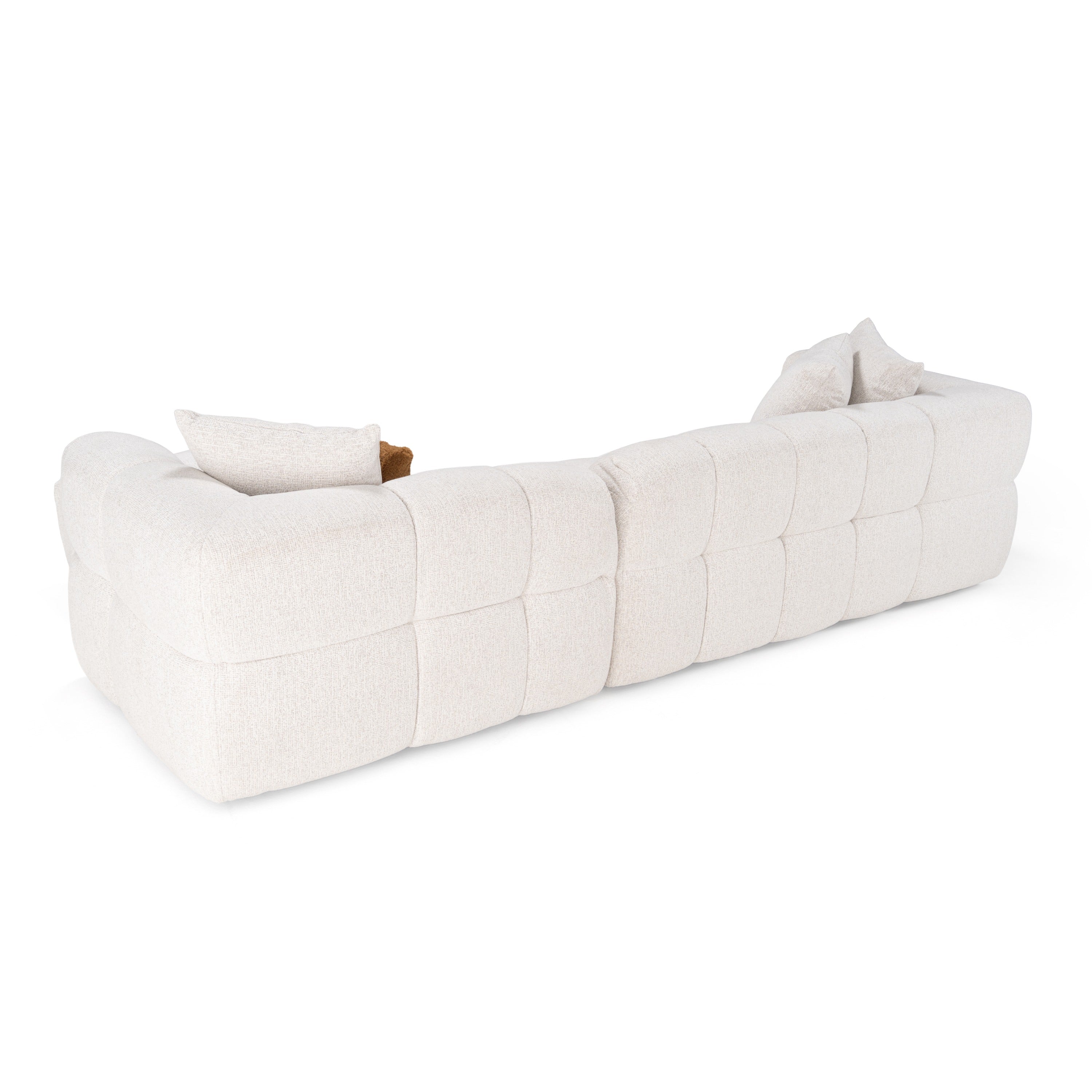 Freya - Modern Beige Fabric Sectional Sofa w/ Console - image 5