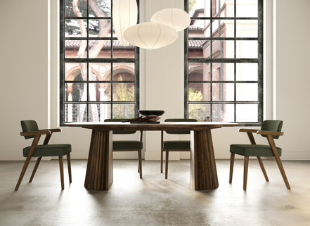 Sacks - Mid-Century Modern Herringbone Walnut Dining Table - image 4