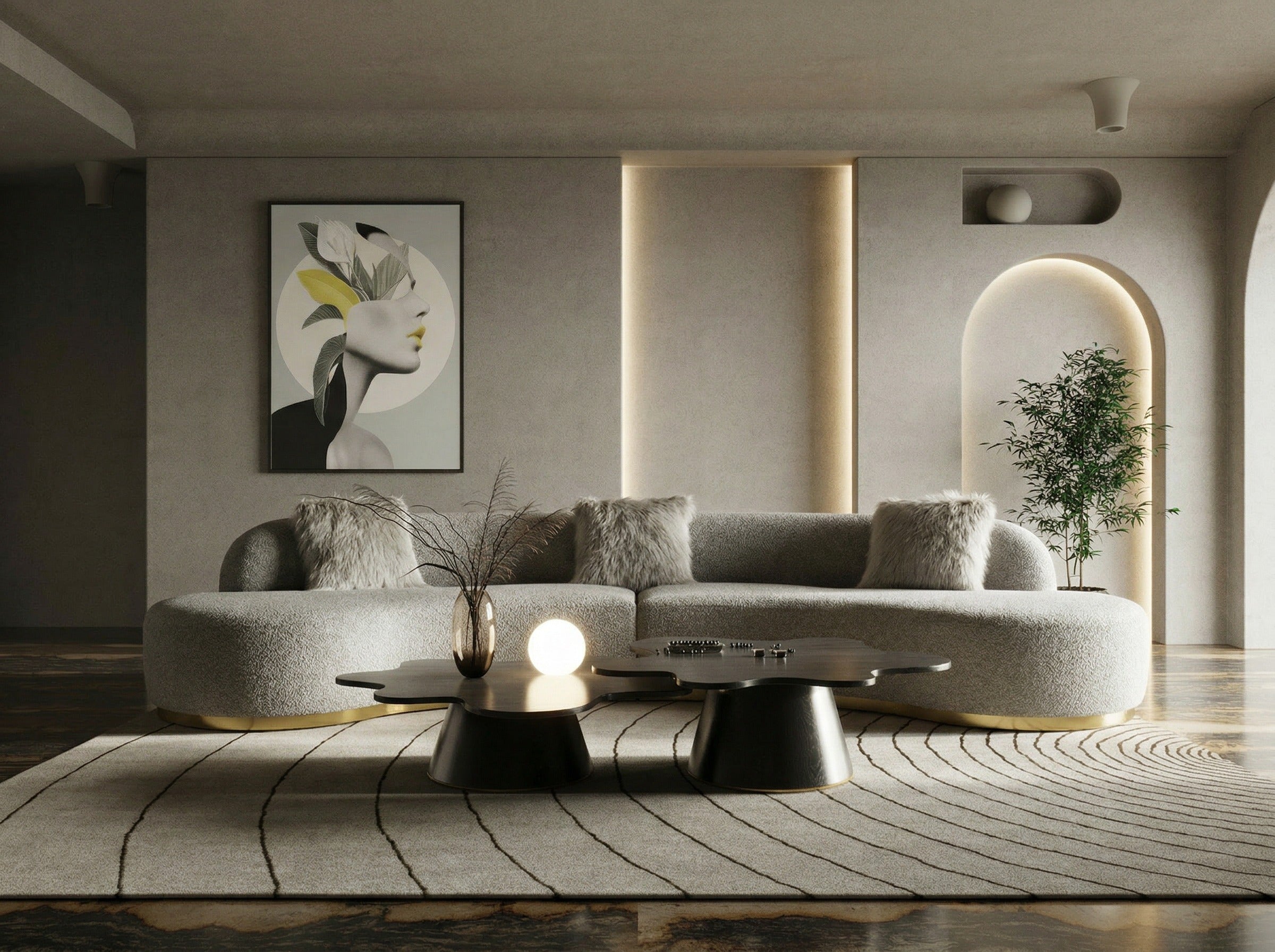 Frontier - Glam Grey Fabric Curved Sectional Sofa - image 3