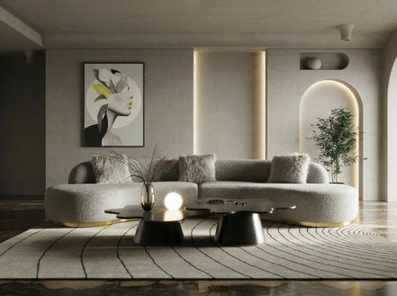 Frontier - Glam Grey Fabric Curved Sectional Sofa - image 3