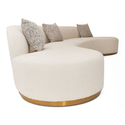 Frontier - Glam White Fabric Curved Sectional Sofa with Beige Pillows - image 5