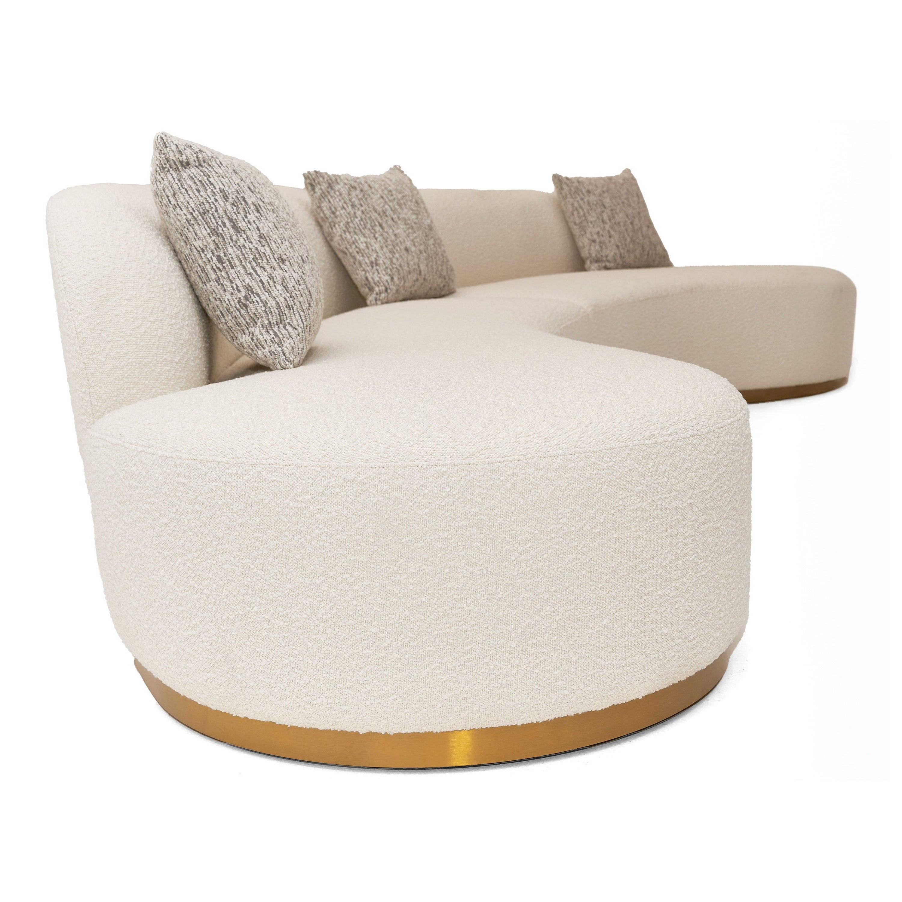 Frontier - Glam White Fabric Curved Sectional Sofa with Beige Pillows - image 5
