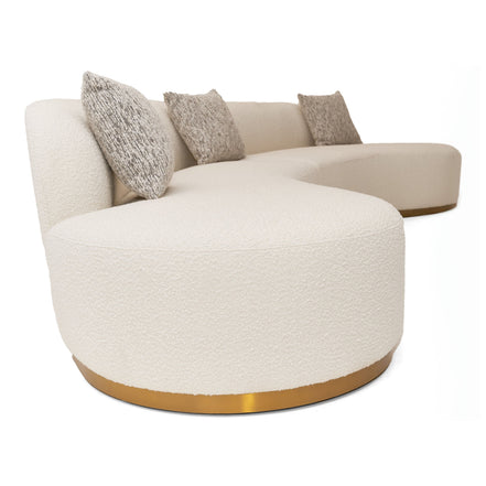Frontier - Glam White Fabric Curved Sectional Sofa with Beige Pillows - image 5