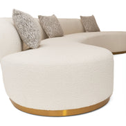 Frontier - Glam White Fabric Curved Sectional Sofa with Beige Pillows - image 3