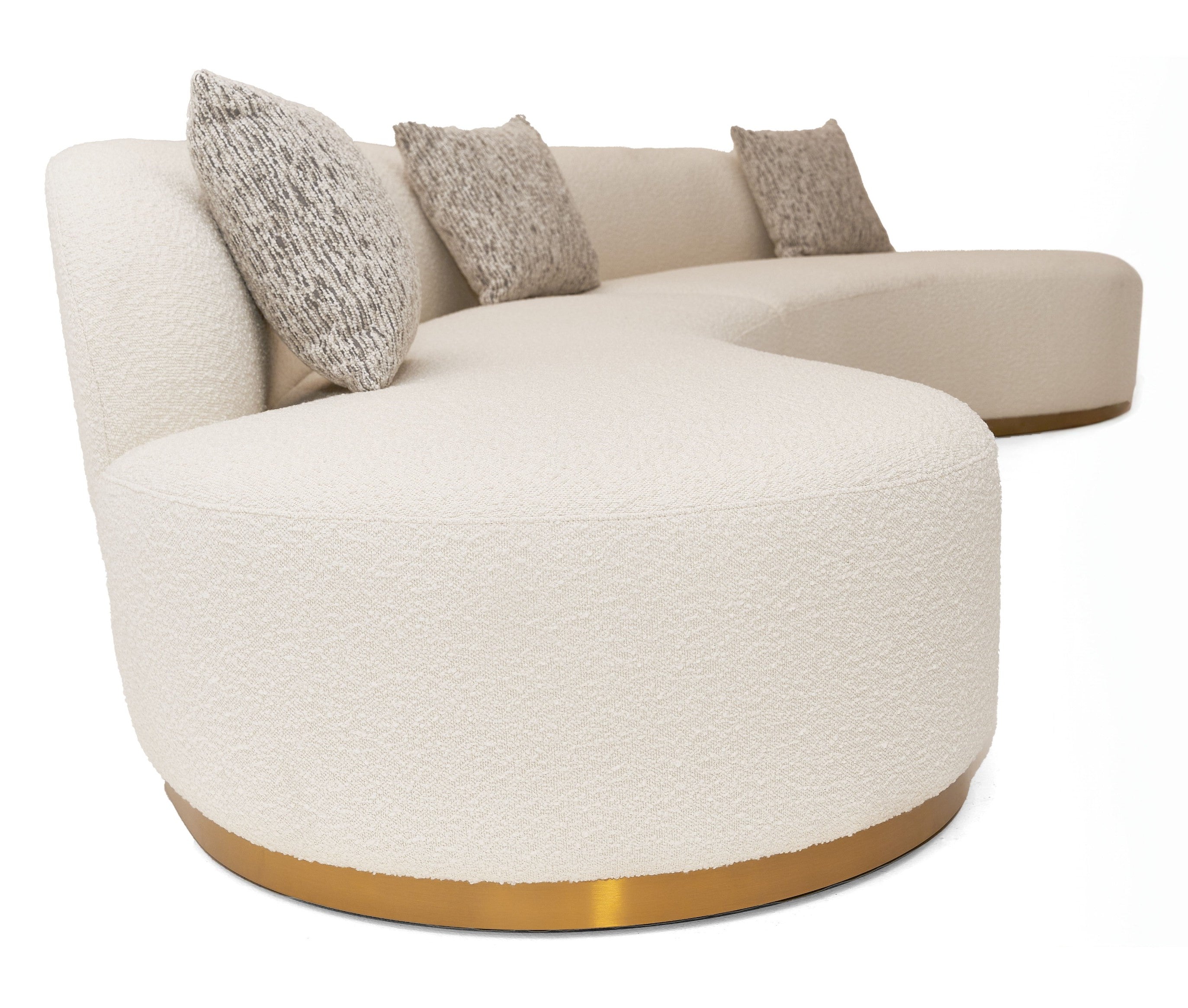 Frontier - Glam White Fabric Curved Sectional Sofa with Beige Pillows - image 3