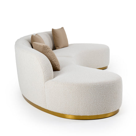 Frontier - Glam Beige Fabric Curved Sectional Sofa with Beige Pillows - image 2