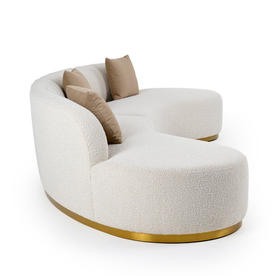 Frontier - Glam Beige Fabric Curved Sectional Sofa with Beige Pillows - image 2