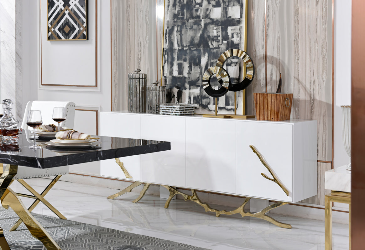 Legend Modern White & Gold Buffet - image 3