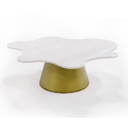 Gabbro - Glam White Marble + Gold Nesting Coffee Table Set