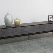 Gabrielle - Contemporary Acacia & Gold TV Stand