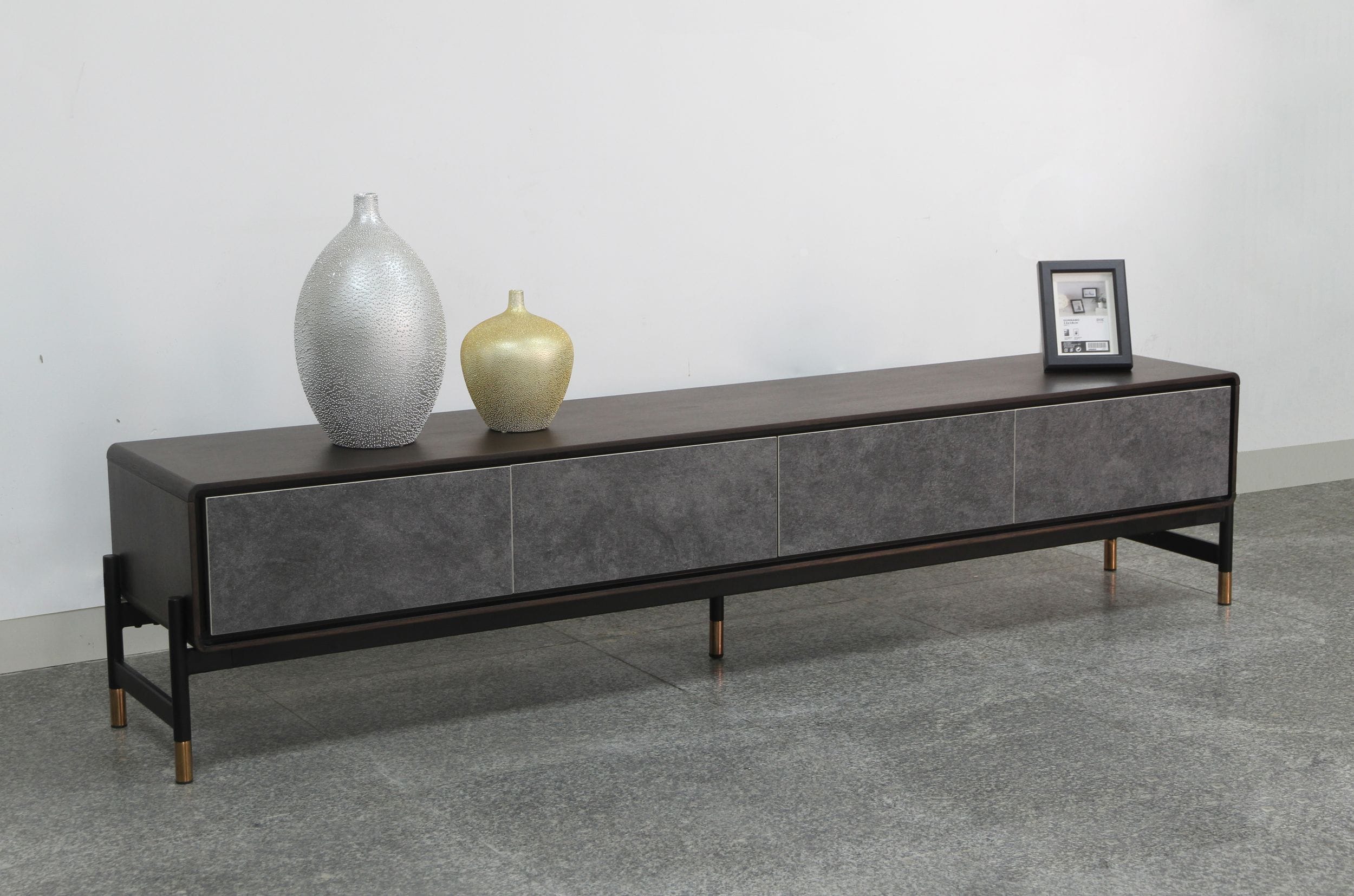 Gabrielle - Contemporary Acacia & Gold TV Stand