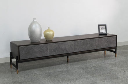 Gabrielle - Contemporary Acacia & Gold TV Stand