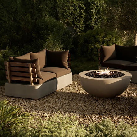 Garza Outdoor Concrete & Teak 2-Piece Corner Set - image 4