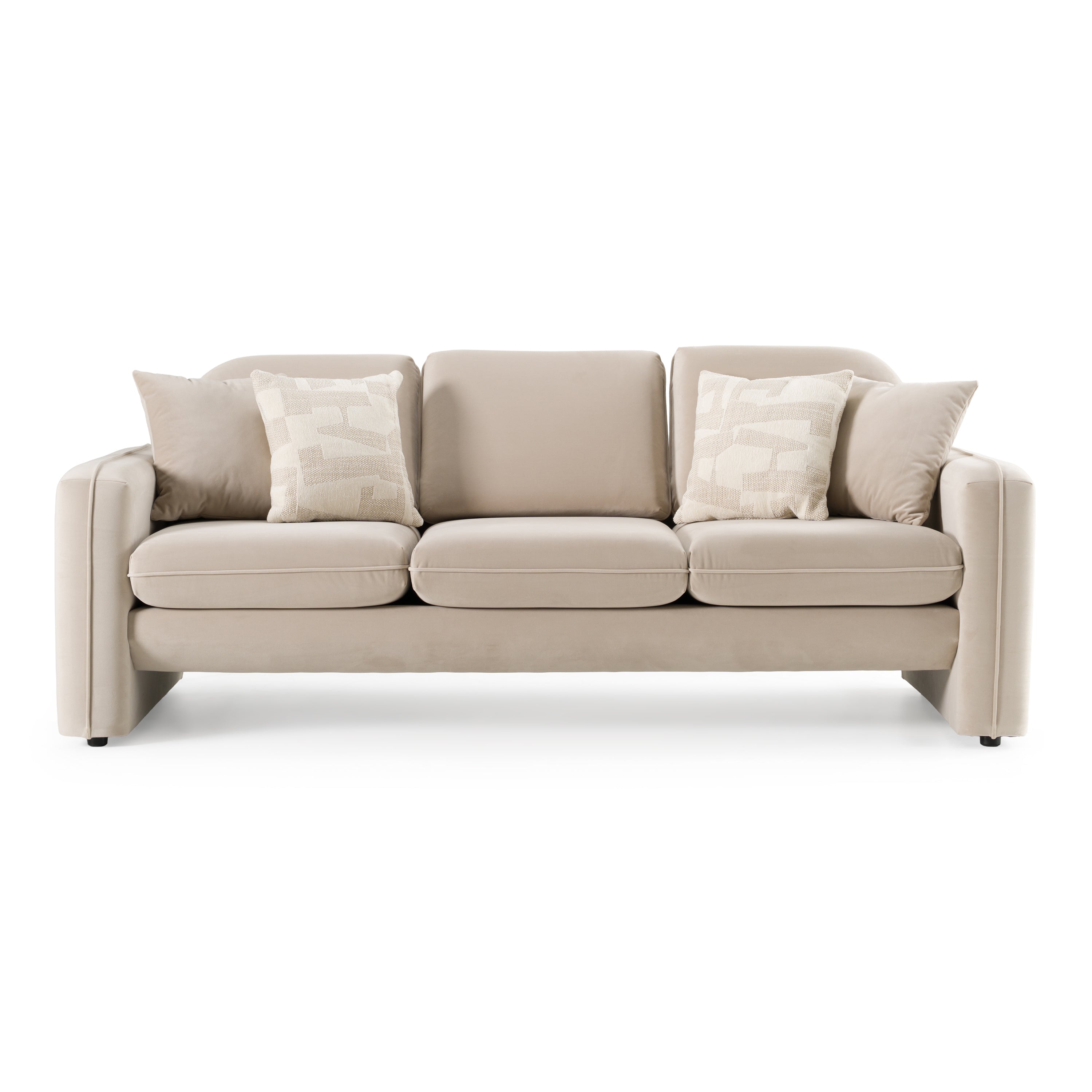 Gaston - Modern Beige Velvet Sofa